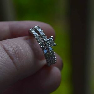 14kt White Gold Princess Cut Diamond Bridal Set